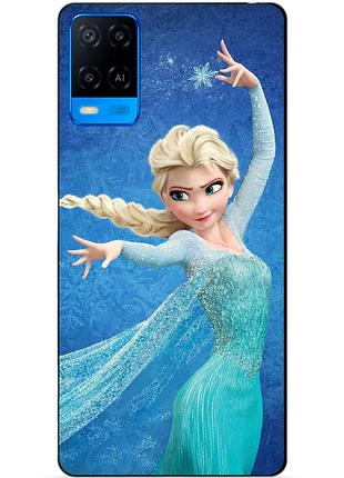 Силиконовый бампер чехол для oppo a54 с рисунком эльза