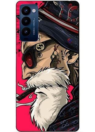 Силиконовый бампер чехол для tecno camon 18p с картинкой дед в панаме
