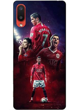 Силиконовый бампер чехол для samsung a02 galaxy a022 с рисунком ronaldo mu