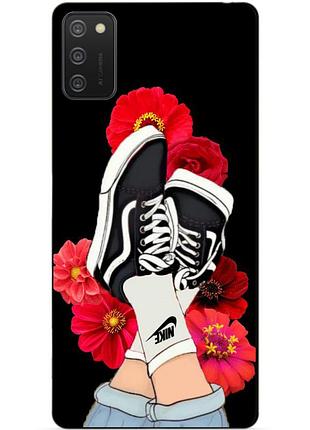 Силиконовый бампер чехол для samsung a02s с рисунком кеды