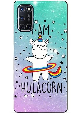 Силиконовый бампер чехол для oppo a52 с рисунком единорог