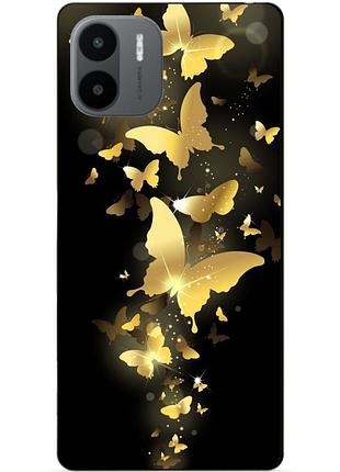 Силиконовый бампер чехол для xiaomi redmi a1/a2 с рисунком золотые бабочки