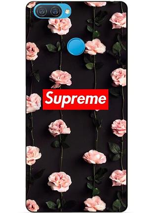 Силиконовый бампер чехол для oppo a12 a5s с рисунком supreme на розах