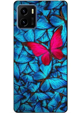 Силиконовый бампер чехол для vivo y15s с рисунком мотыльки