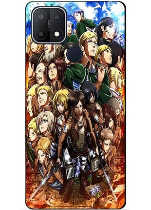 Силиконовый бампер чехол для oppo a15/a15s с аниме атака титанов