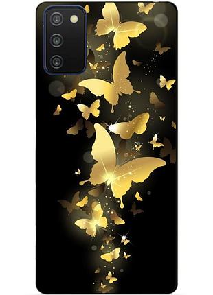 Силіконовий бампер чохол для samsung a03s з малюнком золоті метелики