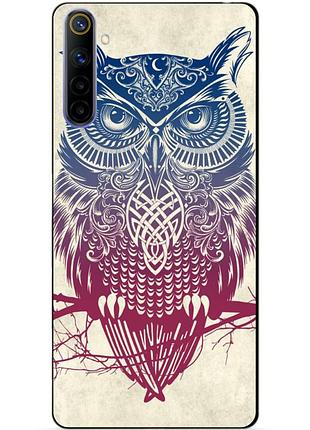 Силиконовый чехол бампер для realme 6 с рисунком сова