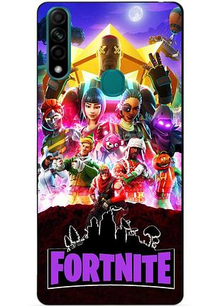 Силиконовый бампер чехол для oppo a31 с рисунком fortnite