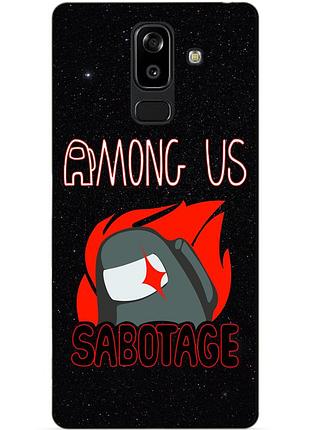 Силиконовый бампер чехол для samsung j8 / a6 plus с рисунком саботаж among us