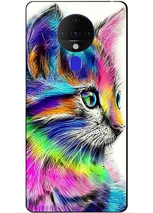 Силіконовий бампер чохол для tecno spark 6 з малюнком акварельний кіт
