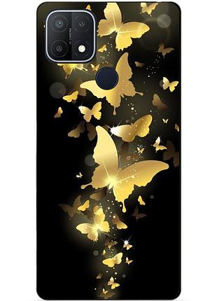Силиконовый бампер чехол для oppo a15 a15s с рисунком золотые бабочки