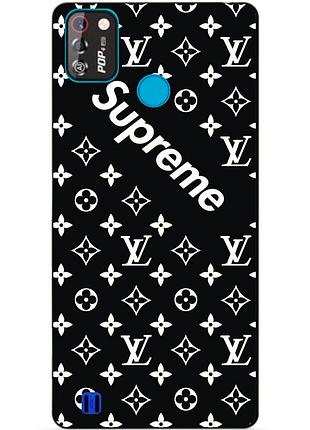 Силиконовый бампер чехол для tecno pop 4 pro с рисунком supreme