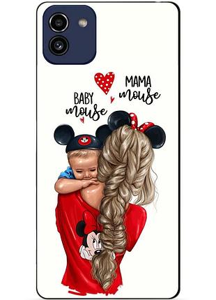 Силіконовий бампер чохол для samsung a03 з малюнком мама та малюк