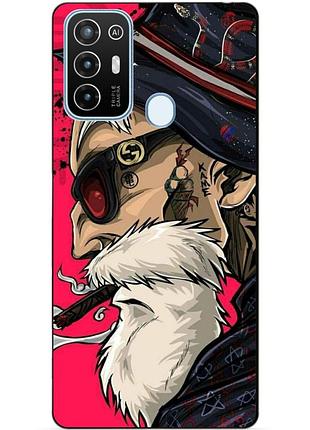 Силиконовый бампер чехол для zte blade a52 с рисунком дед