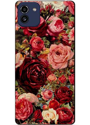 Силиконовый бампер чехол для samsung a03 с рисунком красные розы