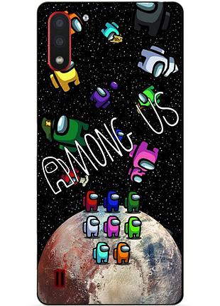 Силіконовий бампер чохол для samsung a01 galaxy a015f з малюнком амонг ас