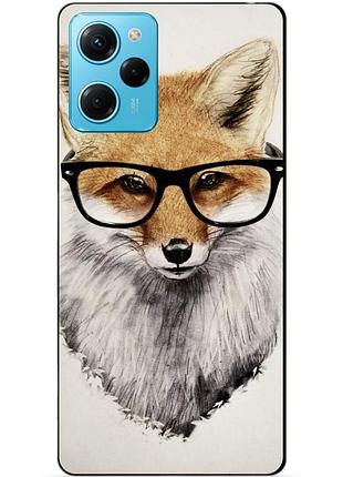 Силиконовый бампер чехол для xiaomi poco x5 pro 5g с рисунком лиса
