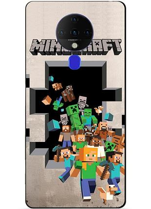 Силиконовый бампер чехол для tecno spark 6 с игрой minecraft