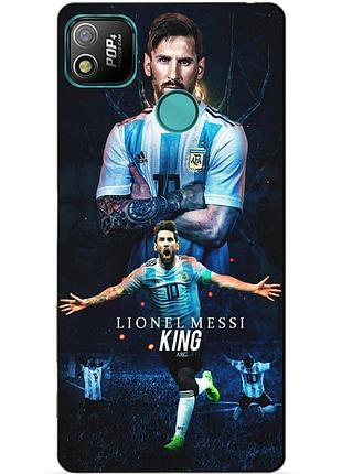 Силиконовый бампер чехол для tecno pop 4 с рисунком messi