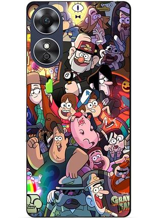 Силиконовый бампер чехол для oppo a17 с рисунком гравити фолз gravity falls