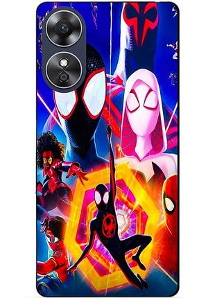 Силиконовый бампер чехол для oppo a17 с рисунком человек паук spider man