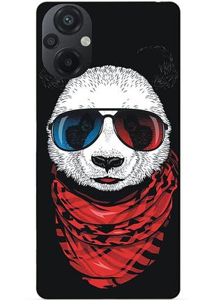 Силіконовий бампер чохол для xiaomi poco m5 з малюнком панда в окулярах