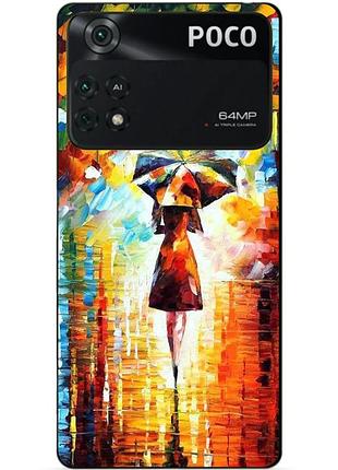 Силиконовый бампер чехол для xiaomi poco m4 pro 4g с рисунком прогулка