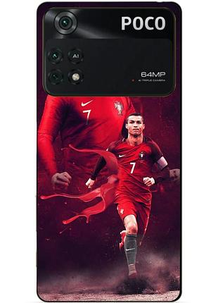 Силіконовий бампер чохол для xiaomi poco m4 pro 4g з малюнком ronaldo португалія