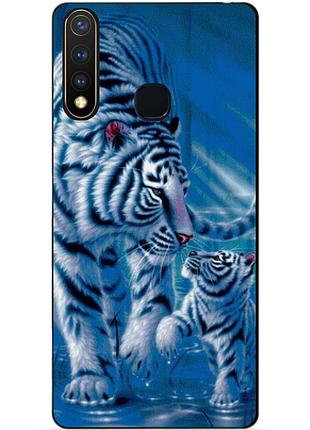 Силиконовый бампер чехол для vivo y19 с рисунком тигры