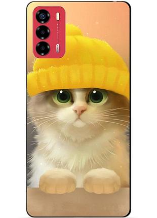 Силіконовий бампер чохол для zte blade v40 vita з картинкою котик у шапці
