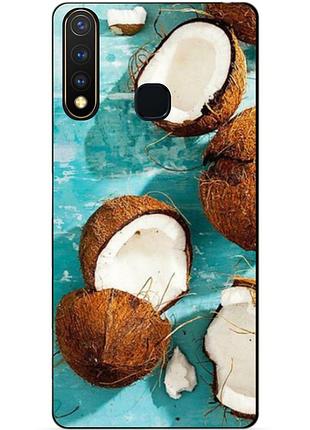 Силиконовый бампер чехол для vivo y19 с рисунком кокосы