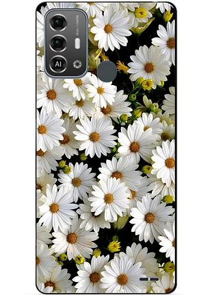 Силиконовый бампер чехол для zte blade a53 pro с рисунком ромашки цветы
