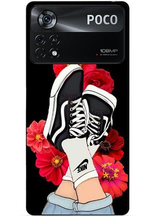 Силиконовый бампер чехол для xiaomi poco x4 pro 5g с рисунком кеды