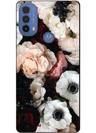 Силіконовий чохол бампер для motorola moto e40 з малюнком маки квіти