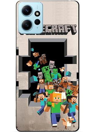 Силиконовый бампер чехол для xiaomi redmi note 12 с рисунком майнкрафт minecraft