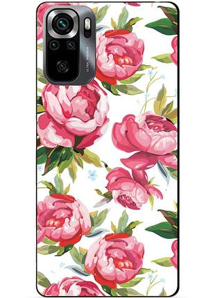 Силиконовый бампер чехол для xiaomi poco m5s с рисунком пионы