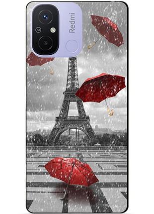 Силіконовий бампер чохол для xiaomi redmi 12c з малюнком дощ у парижі