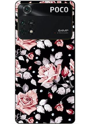 Силіконовий бампер чохол для xiaomi poco m4 pro 4g з малюнком троянди