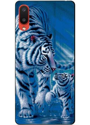 Силиконовый бампер чехол для samsung a02 galaxy a022 с рисунком тигры