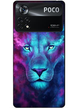 Силіконовий бампер чохол для xiaomi poco x4 pro 5g з малюнком космічний лев