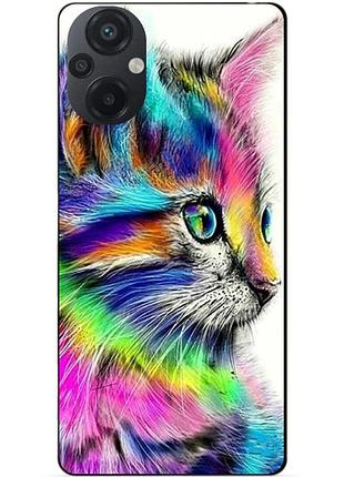 Силіконовий бампер чохол для xiaomi poco m5 з малюнком акварельний кіт