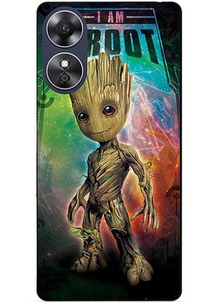 Силиконовый бампер чехол для oppo a17 groot стражи галактики грут