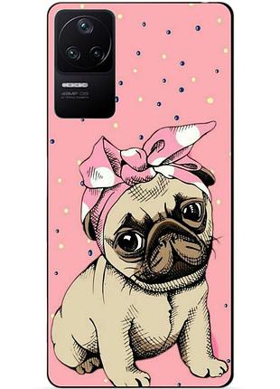 Силиконовый бампер чехол для xiaomi poco f4 с рисунком мопс
