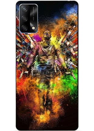 Силіконовий бампер чохол для oppo a74 з малюнком воїн