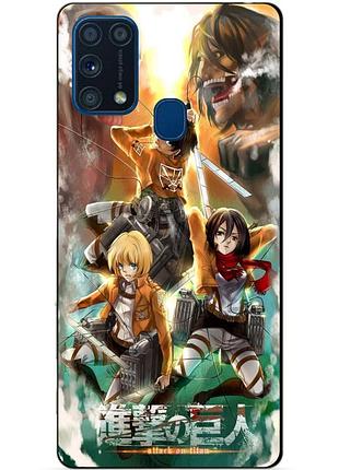 Силиконовый бампер чехол для samsung m31 galaxy m315f с аниме атака на титанов