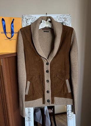 Шикарный кардиган шерсть лана натуральный замш massimo dutti