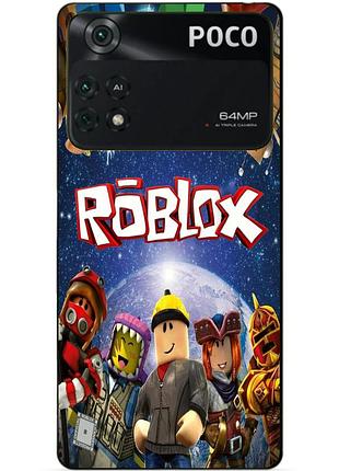 Силіконовий бампер чохол для xiaomi poco m4 pro 4g з малюнком роблокс