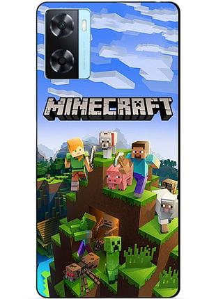 Силиконовый бампер чехол для oppo a57s с рисунком minecraft