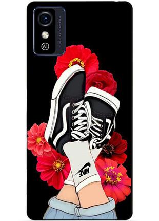 Силиконовый бампер чехол для zte blade l9 с рисунком кеды