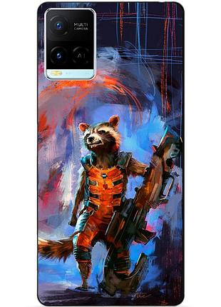 Силиконовый бампер чехол для vivo y21 / y33s с рисунком енот ракета стражи галактики
